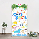 Lofaris Cartoon Summer Pool Party Birthday Rectangle Backdrop